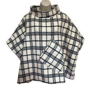 World Market Fleece Boxy Poncho Pullover Warm Cozy Fall One Size